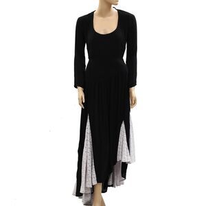 Free People Free-est Sea Me Maxi Dress Crochet Lace Asymmetrical Black S 284981